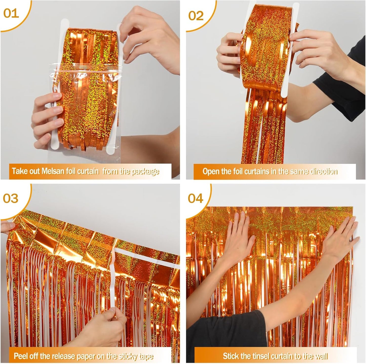 Melsan 2 Pack 3.2 ft x 8.2 ft Tinsel Foil Fringe Curtains Backdrop, Sparkle Metallic Foil Curtains for Party Photo Booth Props Decoration, Pinkish Purple