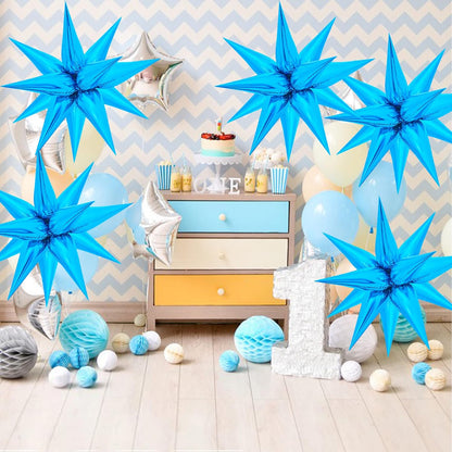 ZAKVOOR 60 Pcs Star Balloons 12 Spike Foil Explosion Party Decoration Balloons for Christmas New Year Eve Birthday (Silver)
