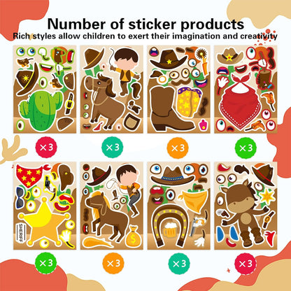 24 PCS Fairy Stickers for Kids, Make a Face Sticker with 8 Unique Designs Fairy, Frog, Mushroom, Make Your Own Stickers for Girls Birthday Party Favors, Goodie Bags, DIY Crafts