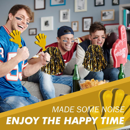 48 Pcs Cheerleading Pom Poms and Hand Clappers Noisemakers Set for Team Spirit Items Sporting Events Football Baseball Cheering Essentials Party Favors Dance（Yellow and Black）
