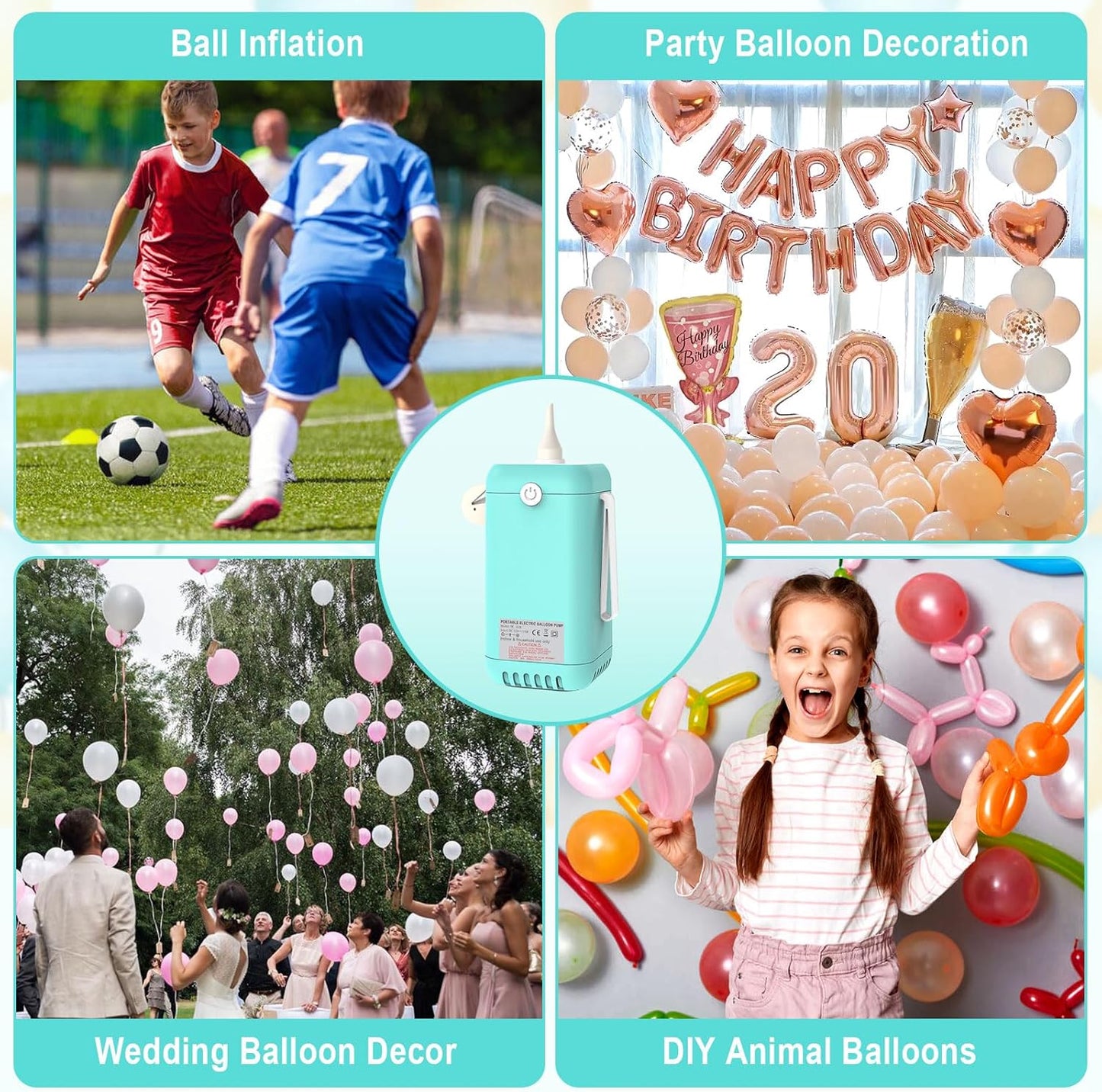 Ball Pump Balloon Pumps Electric, Balloon Pump Portable Long Animal Balloon Pump, Electric Blower Machine Inflator Basketball Pump 260 Balloon Pump for Party/Wedding/Birthday Decorations
