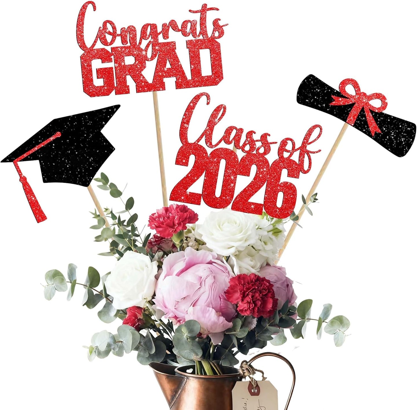 Class of 2026 Centerpieces Sticks for Graduation, 16 Pcs Graduation Decorations Cake Toppers, Graduation Theme Party Decorations Supply(BG)