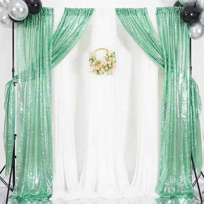 Poise3EHome Black Sequin Backdrop Curtains, 2 Panels 2FTx8FT Glitter Photo Booth Backdrop for Halloween Birthday Bachelorette Wednesday Twilight Party Decorations