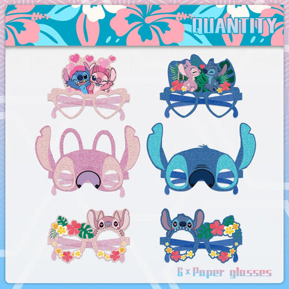 12Pcs Stitch Party Set, Party Decorative Glasses, Cosplay Decorative Glasses, Suitable for Witch Stitch Group Birthday Parties, Children's Birthday Party Gifts