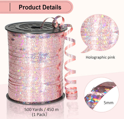 Silver Ribbon, 500 Yard Premium Silver Curling Ribbon, Metallic Shiny Curling Ribbon for Gift Wrapping, Balloon Ribbon, Balloon String, Curly Ribbon, 3/16" Ribbon for Birthday, Christmas