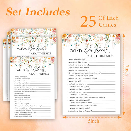 Bridal Shower Bingo Games, Find The Guest Bingo, Spring Floral Bridal Shower Party Game Cards For Wedding Engagement Bachelorette, Fall Bridal Shower Decor Favors Supplies, 25 Game Cards Included -09
