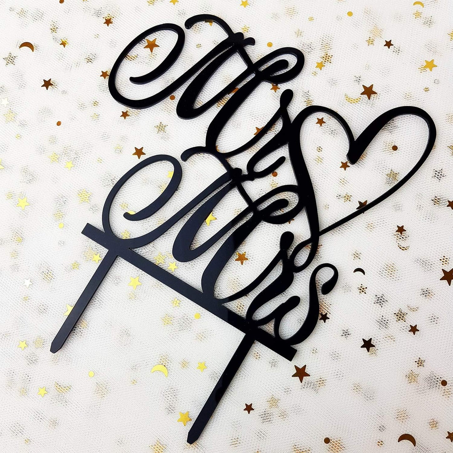 Mr and Mrs Cake Topper, Bride and Groom Sign Wedding, Engagement Cake Toppers Decorations (Mirror Gold Acrylic)