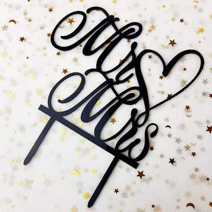 Mr and Mrs Cake Topper, Bride and Groom Sign Wedding, Engagement Cake Toppers Decorations (Mirror Gold Acrylic)
