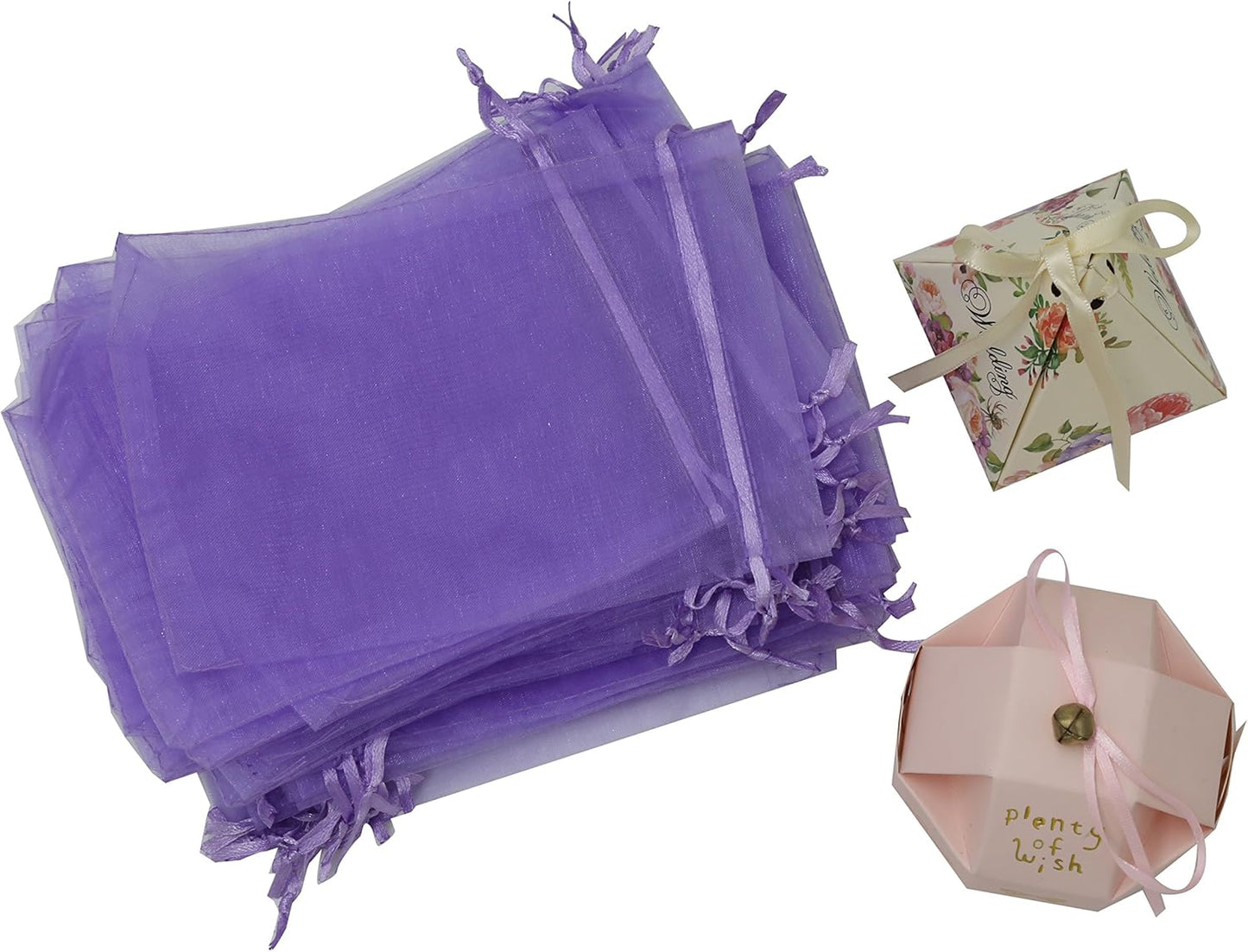 Wudygirl 100pcs 5X7 Inches White Organza Bags Christmas Drawstring Pouches Party Wedding Favor Bags Goodie bags(White 5x7)