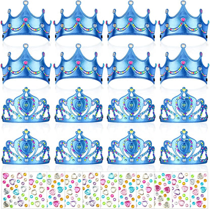 Yaomiao 44 Pcs Birthday Foam Crowns for Kids Princess Tiaras King Hat Bulk Diamond Sticker Kits for Crown Party Supplies