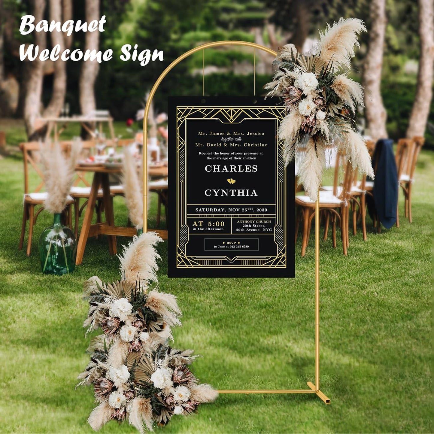 Metal Arch Backdrop Stand 7.2FT+6FT Wedding Arch Backdrop Stand Set of 2 Gold Arch Backdrop Stand for Valentines Day Party Wedding Ceremony Baby Shower Birthday Floral Balloon Decration