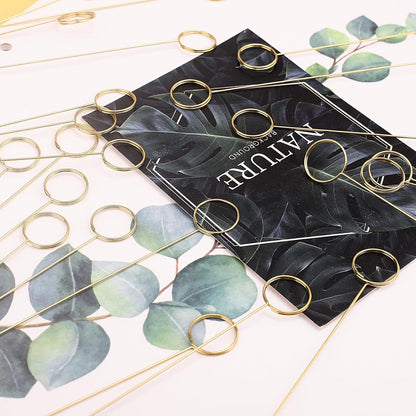 Picture Holders for Centerpieces,40Pcs Gift Card Holder Picks,Metal Photo Holders for Centerpieces,Sticks for Flower Bouquet Wedding Party Birthday (Round Shaped)