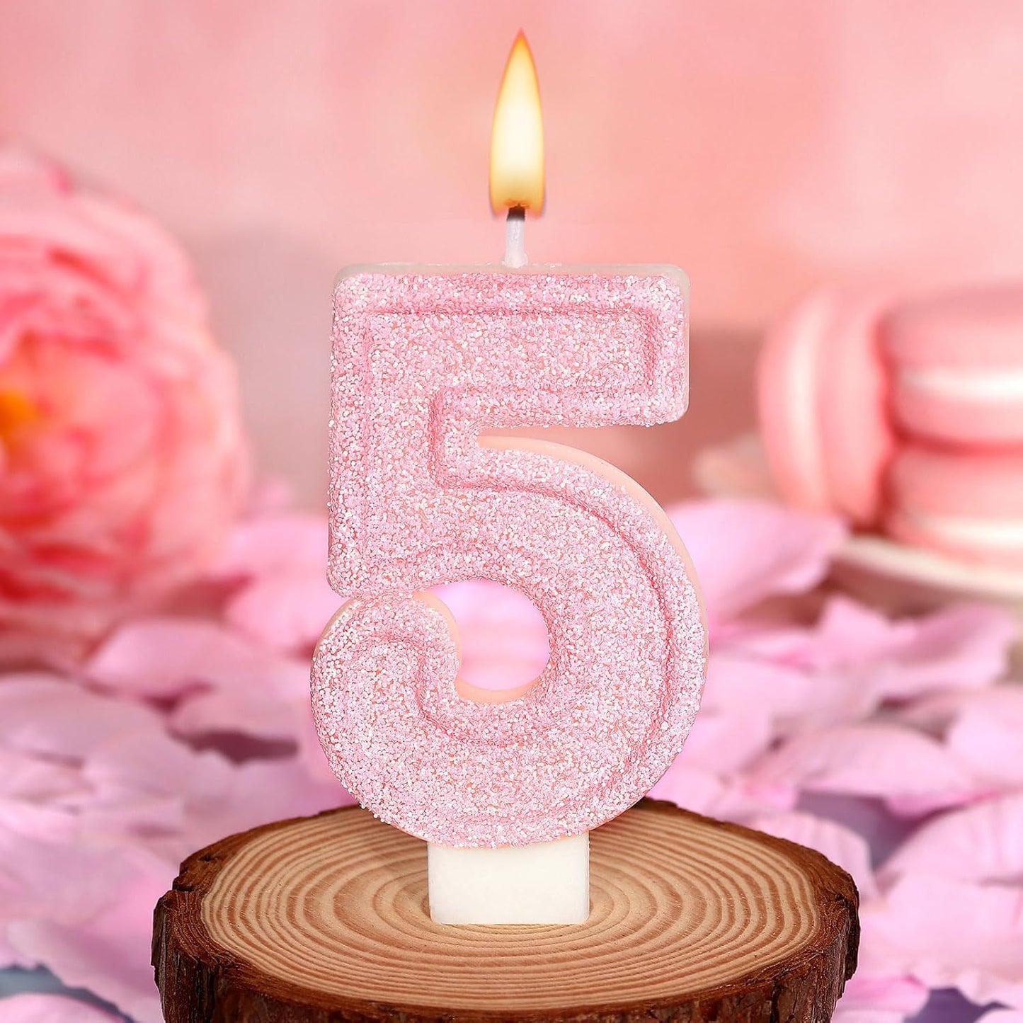 Cute Number 3 Birthday Candle, Glitter Pink Number Candles, Birthday Cake Topper Decoration, Party Supplies Anniversary Celebrations