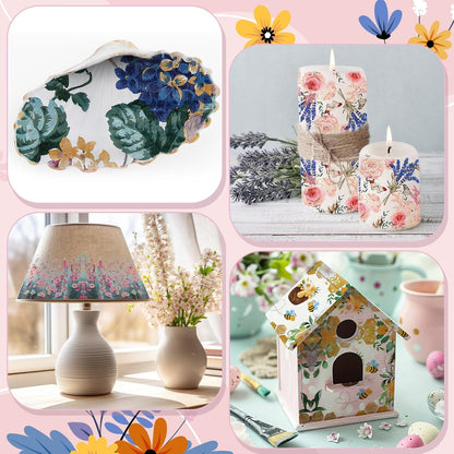 Crtiin 20 Pack Decoupage Napkins Floral Napkins Flower Cocktail Paper Decorative Toilet for Valentine's Day Birthday Party Beautiful Gorgeous, 20 Styles Each 6.5 Inches(Style 1)