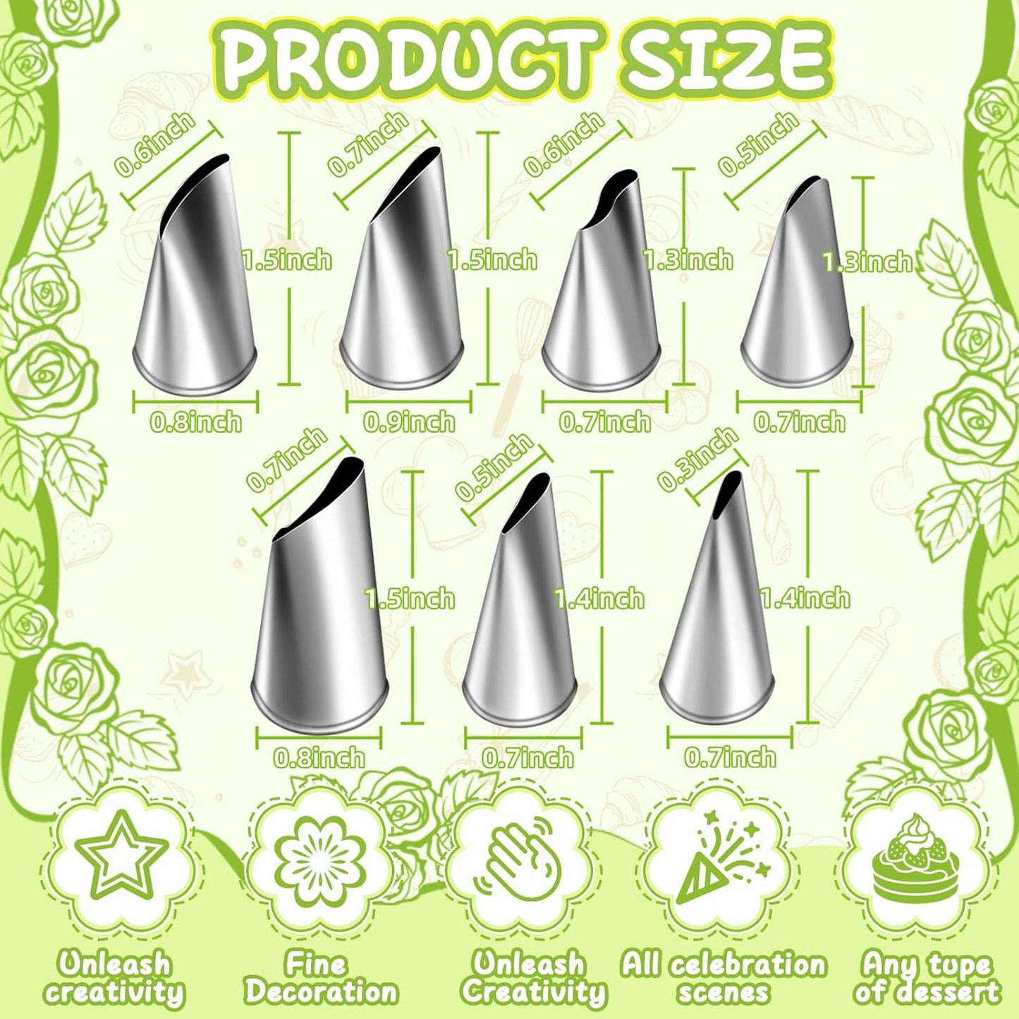 Hendiy 7Pieces/set Cake Decorating Tips Set Cream Icing Piping Fondant Rose Nozzle Pastry Tools Fondant Decorating Tools