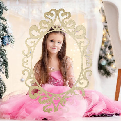 Aurelema Princess Mirror Photo Booth Props 15 x 23 Inches Princess Party Decorations Mirror Photo Props for Fairytale Birthday Baby Shower Party Supplies Photography Backdrop