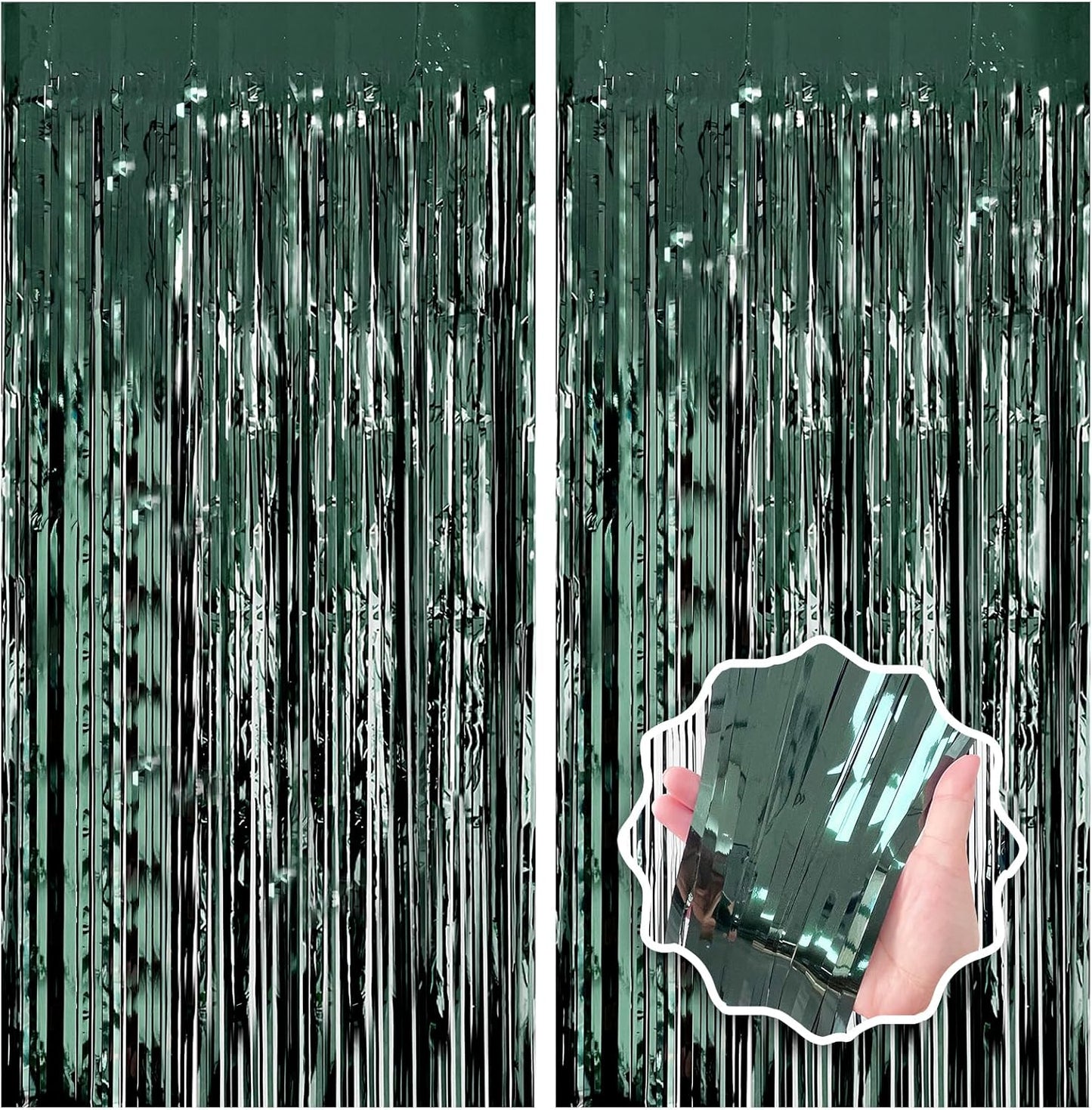2 Pack Foil Curtain Backdrop Curtains Silver Tinsel Door Streamers Birthday Party Decorations Photo Booth Props for Disco Party Graduation Wedding Baby Shower Bachelorette Christmas Gender Reveal