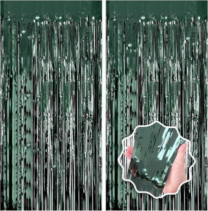 2 Pack Foil Curtain Backdrop Curtains Silver Tinsel Door Streamers Birthday Party Decorations Photo Booth Props for Disco Party Graduation Wedding Baby Shower Bachelorette Christmas Gender Reveal