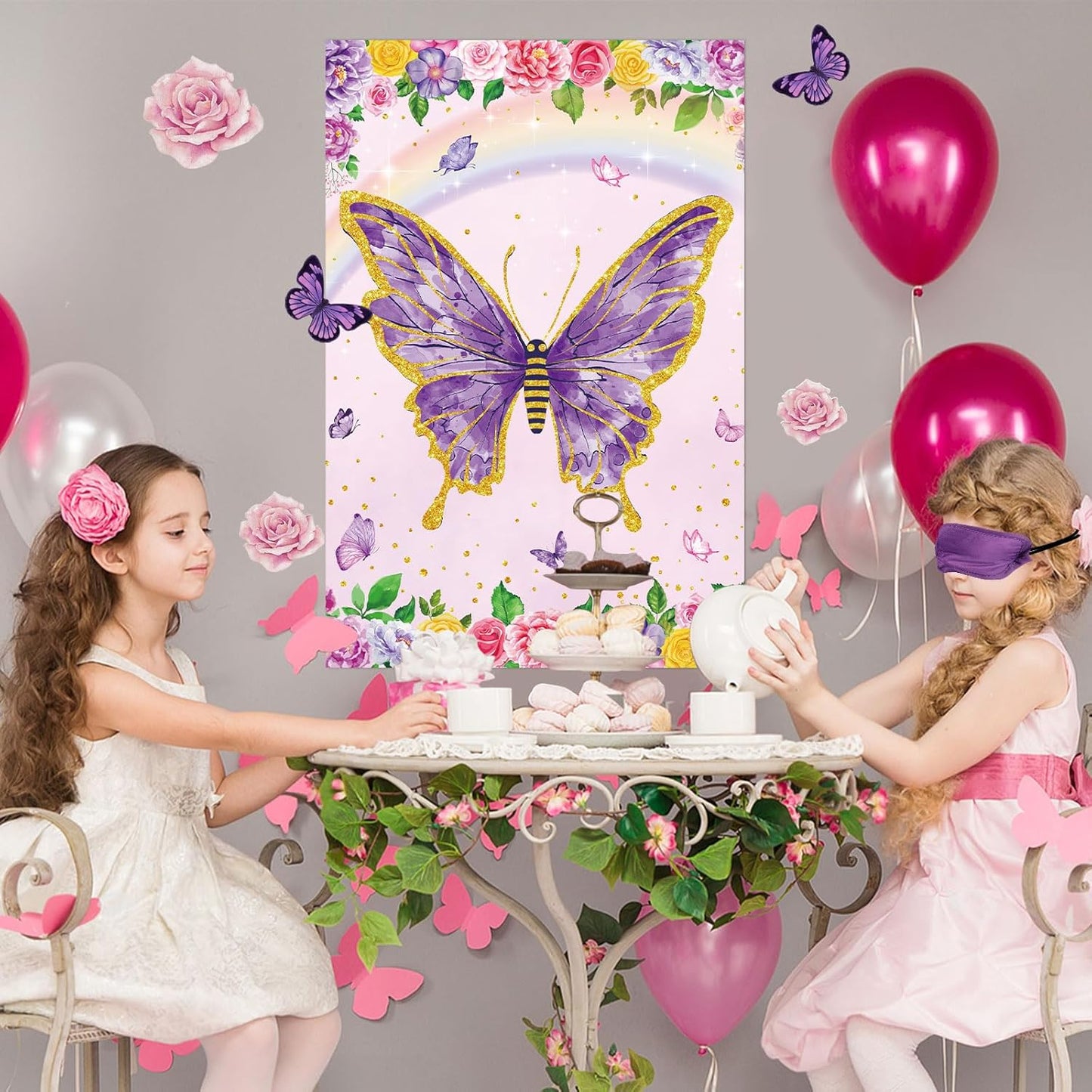Pin The Crown on The Princess Party Games for Girls Princess Birthday Party with 24 Pcs Crowns, Large Princess Poster for Kids Girls Princess Birthday Party Princess Tea Party Decorations