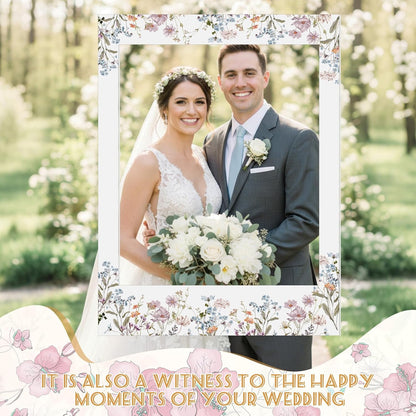 Bucherry 32 x 24 Inches Wedding Photo Booth Props Picture Frame DIY PVC Cutouts Photo Booth Prop Selfie for Bridal Shower Birthday Baby Shower Graduation Party Supplies Favor