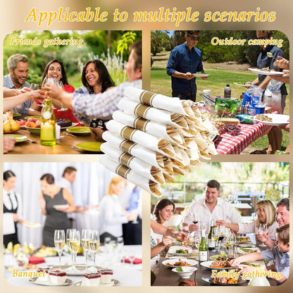 Supernal 240 Silver Plastic Silverware Set - 60 Sets Pre Rolled Napkins with Cutlery - Mirror Polished Real Look Disposable Silver Utensils- Elegant Heavy Duty Flatware for Weddings & Catering