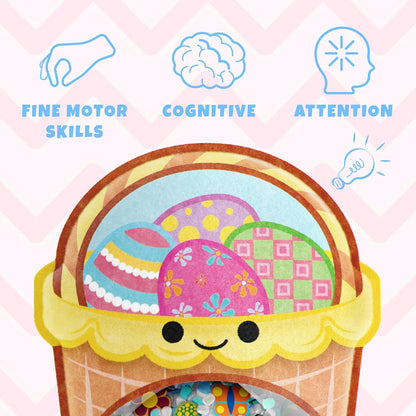 Vango BIZYBOO Easter Egg Busy Bag Scavenger Hunt - Hidden Object Search Sensory Matching Game for Kids 2 and Up (Blue)