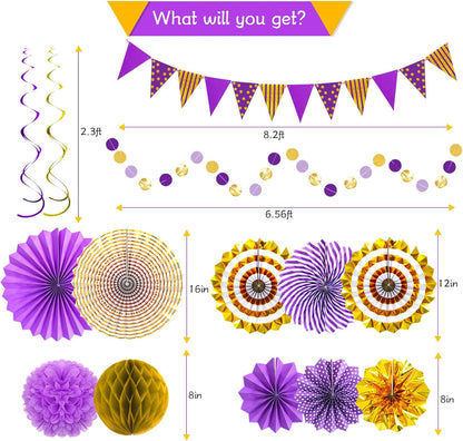24PCS Patriotic Decorations 4th of July Decorations Set Red White Blue Hanging Paper Fans USA Flag Pennant Pom Poms Hanging Swirls Party Supplies for Memorial Day Independence Veterans