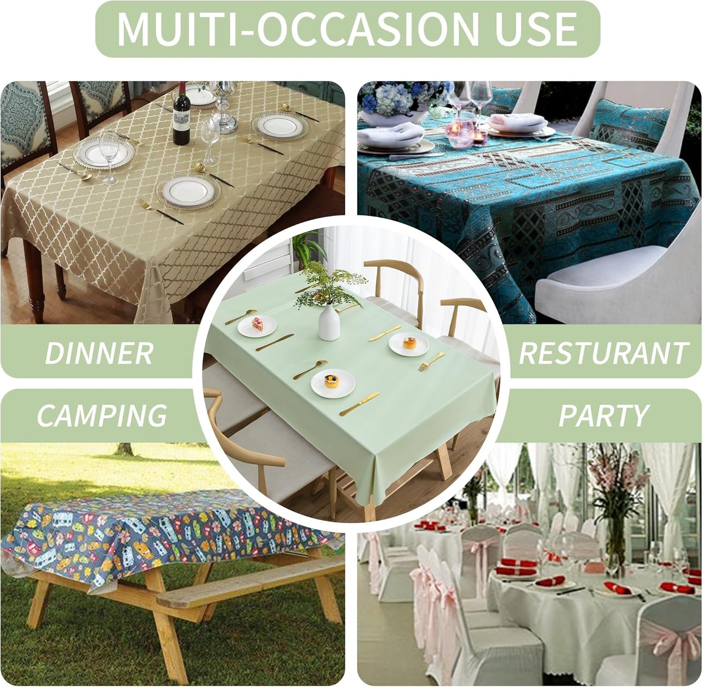 Rectangle Table Cloth,100% Waterproof Tablecloth Oil Proof Spill Proof Vinyl Table Cloth, Wipe Clean Plastic Table Cover for Dining, Camping, Indoor and Outdoor 52" x 70",Leaves