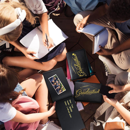 Frienda 2026 Graduation Guest Book Leather Guest Sign in Book with Pen Graduation Party Favors Congratulation Graduates Signature Books(Class of 2026,Black, Gold)
