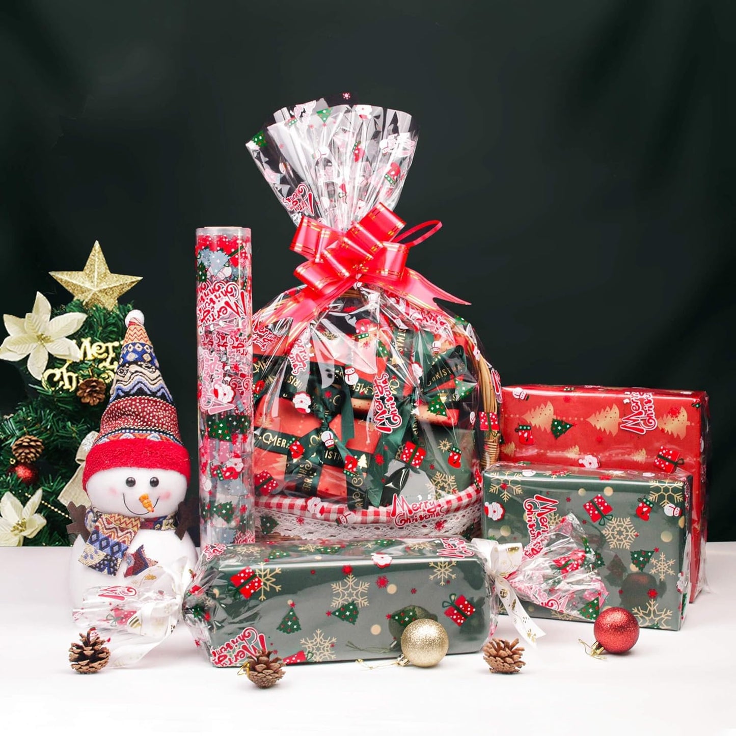 JOYIT 100 ft Clear Cellophane Wrap Roll (31.5 in x 100 ft) - 3 Mil Thicken Cellophane Roll,Cellophane Bags Large,Wrapping Paper for Flower Gift Baskets Wrap (31.5" fold into 16")