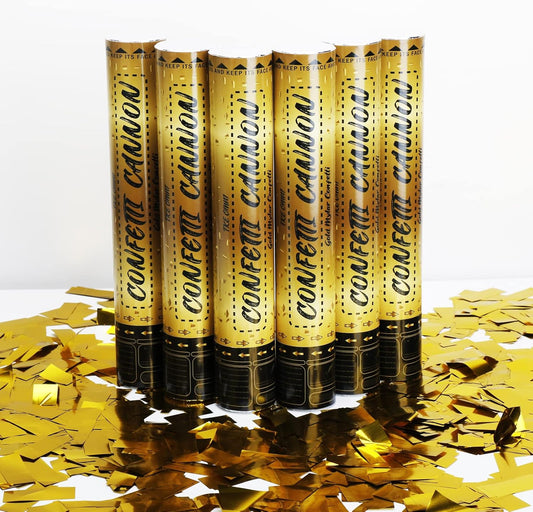 12 Inch Confetti Cannons (6 Pack) – Silver Mylar Confetti Poppers - Air Powered Party Poppers Confetti Shooters for Birthday, Wedding, Graduation, Christmas, New Year Celebrations