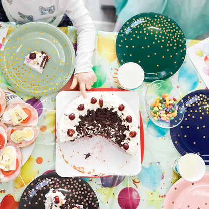 White and Gold Paper Plates Napkins Party Supplies,Disposable Gold Dot Paper Dessert Plates,105 PCS Birthday Plates and Napkins Party Supplies for Wedding(Serves 35 Guests 7")