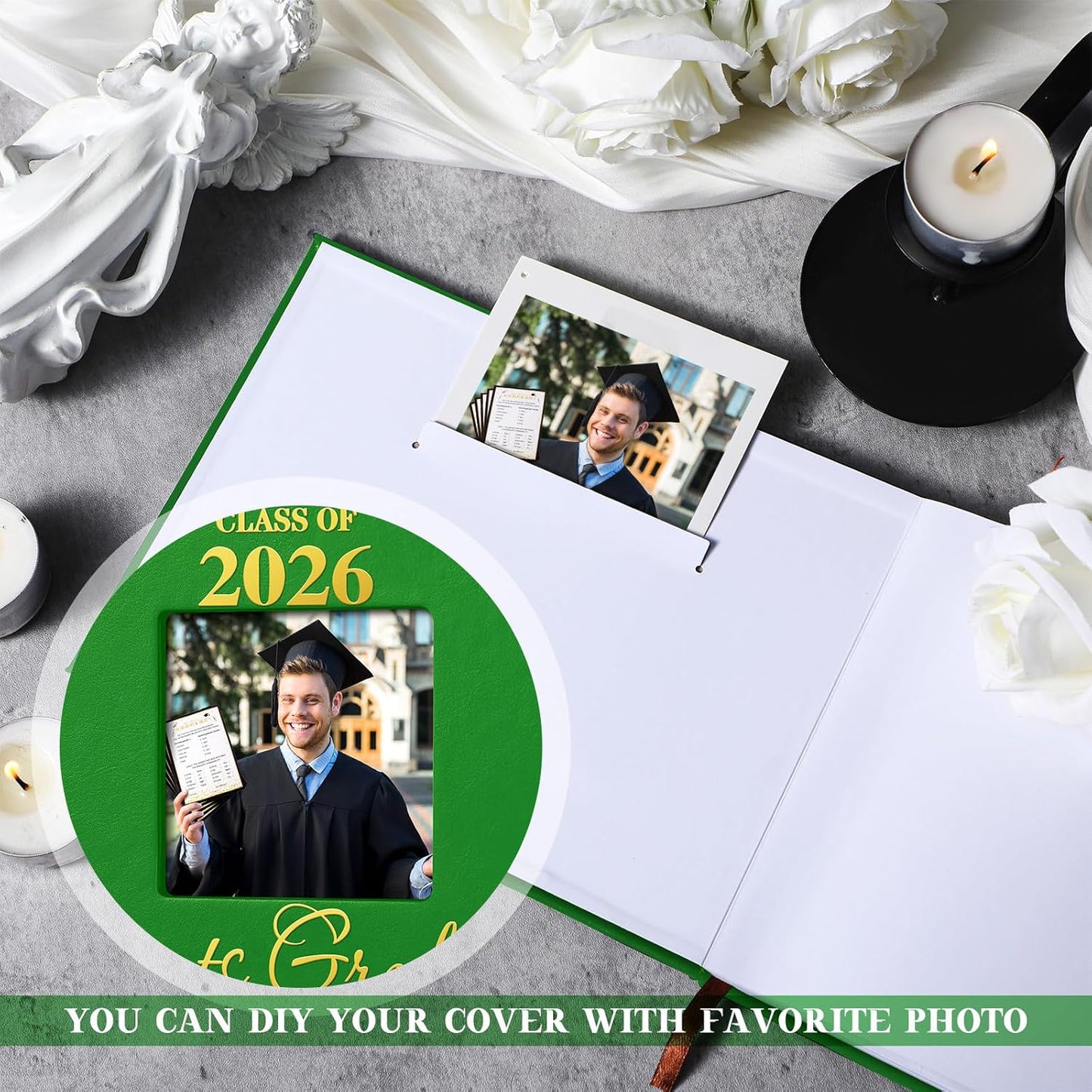 Geyoga 2026 Graduation Guest Book with Pen, 144 Pages Class of 2026 Graduation Party Guest Sign in Book Memory Scrapbook for High School Senior Nights College Grad Gifts, 6 x 8 Inch(Black)