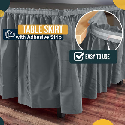 Exquisite Ruffle Table Skirt Black 6 Pack 14 Ft Long Table Skirts for Rectangle Tables 6ft Plus or Round Tables Skirts with Adhesive Strip for Gender Reveal Decor & Happy Birthday Parties