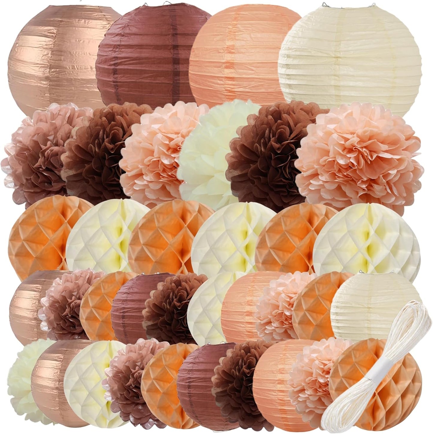 WOLHOWLTD Mermaid Theme Paper Decoration Set - 33 Pcs Paper Lanterns, Pompoms, Honeycomb Decorations for Mermaid Theme, Baby Shower,Wedding Rainbow Birthday Party Home Decoration(Pink Blue Purple)