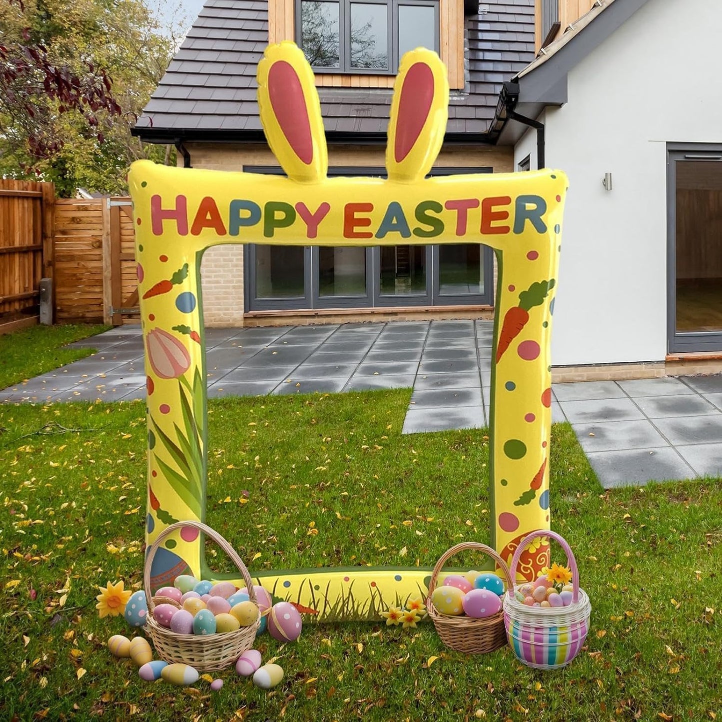 Easter Photo Booth Frame Inflatable Photo Frame Selfie Photo Frame Party Photo Booth Inflatable Picture Frame Prop for Easter Bridal Festival Party Supply