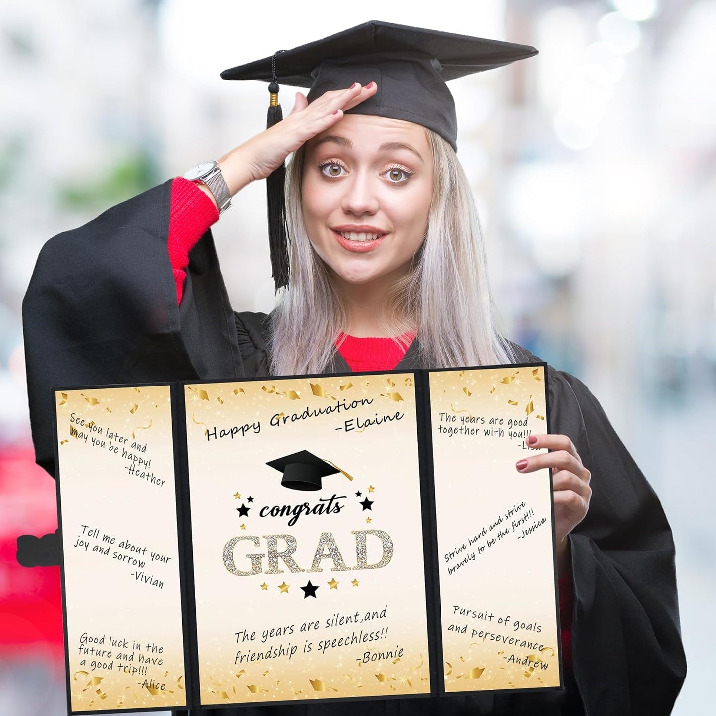 Vlipoeasn 2026 Graduation Guest Book Alternative, Black Gold Class of 2026 Graduation Party Decorations, Graduation Signature Book for 2026 College High School, Unique Graduation Gifts for Friends
