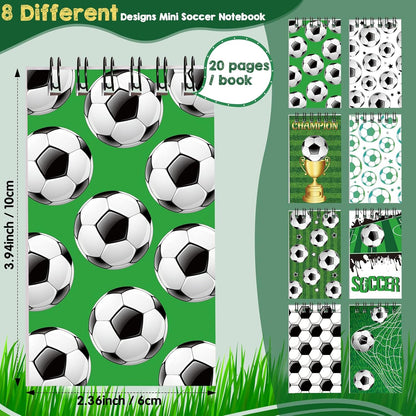 24 Pcs Sports Party Favors Soccer Mini Notepads Soccer Notebooks for Kids Spiral Journal Notebooks Teacher School Classroom Reward Supplies for Teens Boys Girls First Day Back to School