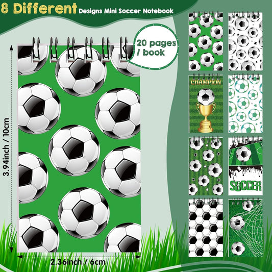 24 Pcs Sports Party Favors Soccer Mini Notepads Soccer Notebooks for Kids Spiral Journal Notebooks Teacher School Classroom Reward Supplies for Teens Boys Girls First Day Back to School