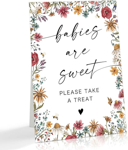 Wild Flower Audio Guest Book Sign, Baby in Bloom Love is in Bloom Decorations, Bridal Shower Baby Shower Wedding Signs for Reception, Floral Party Table Decor, 8 x 11 Inch