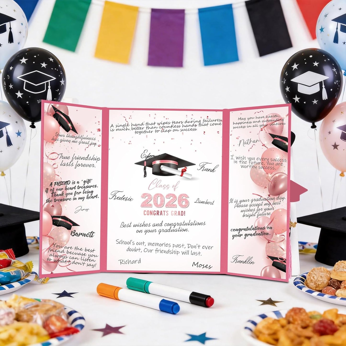 kockuu 2026 Graduation Guest Book Signature Board, Pink Class of 2026 Graduation Sign in Book to Sign Decor for Grad Party High School College Grad Gifts