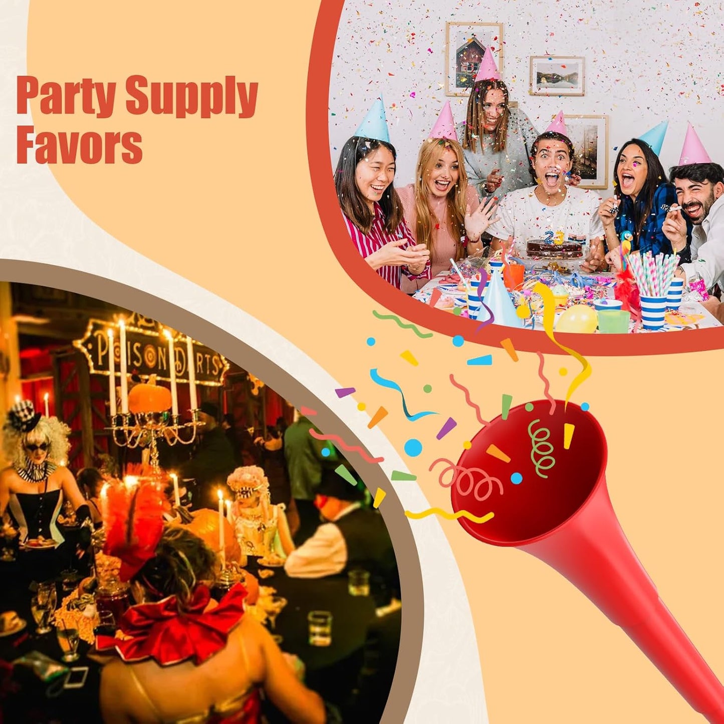 Collapsible Stadium Horn, Vuvuzela Plastic Blow Horns, Team Cheering Spirit Accessories Noisemakers, Foldable Trumpet Noise Makers for Sporting Events, Football Soccer Games, School Party Supply