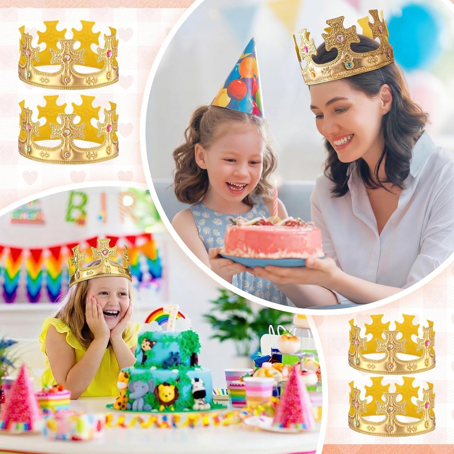 Yaomiao 66 Pieces Foam Princess Tiaras DIY Crowns Kids Party Favors Craft Crystal Diamond Sticker Girls Making Your Own Tiara (Gold)