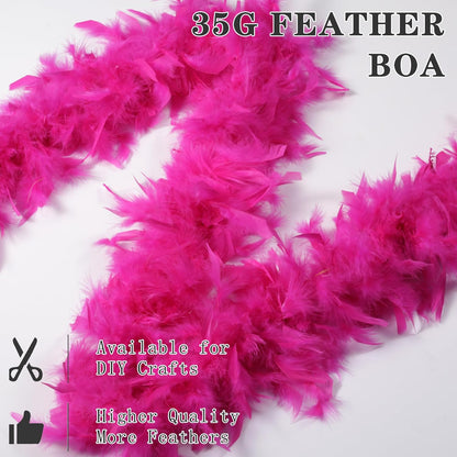 SOGUGOM Red 35g Feather Boas - 2 Yards Boa Feathers for Party, Wedding, Centerpieces, Concert, Costume and Christmas Tree(Red)