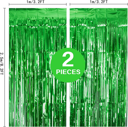 2 Pack 3.2ft x 8.2ft Silver Metallic Tinsel Foil Fringe Curtains, Door Streamer Photo Booth Backdrop for Birthday Graduation Engagement Bridal Shower Bachelorette Baby Shower Party Decorations