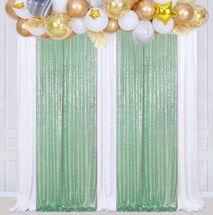 Poise3EHome Black Sequin Backdrop Curtains, 2 Panels 2FTx8FT Glitter Photo Booth Backdrop for Halloween Birthday Bachelorette Wednesday Twilight Party Decorations