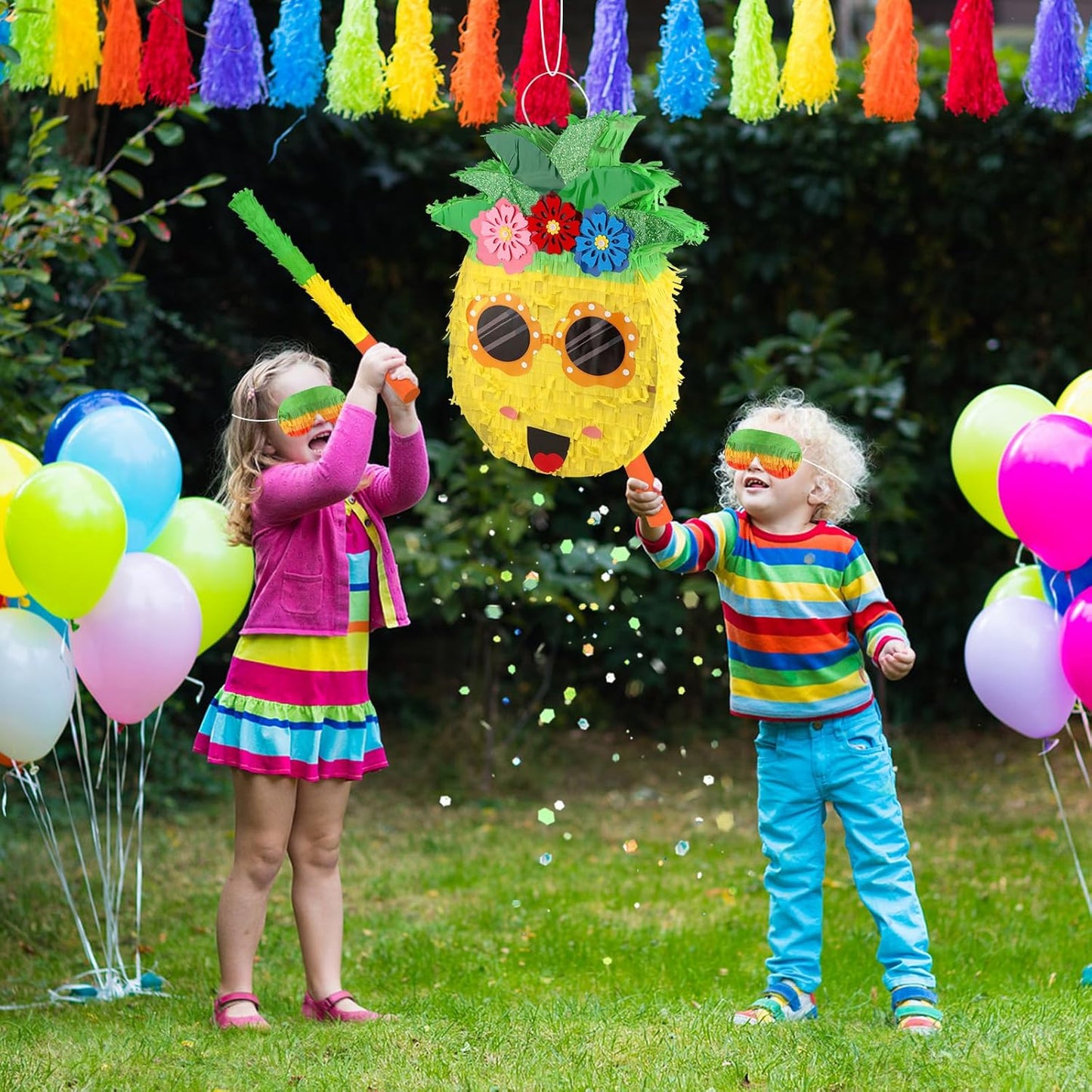 Hooqict Mexican Pinata with Blindfold and Bat Stick Party Pinata for Fiesta Carnival Cinco de Mayo Decorations Kids Adults Mexican Party Games Birthday Party Supplies