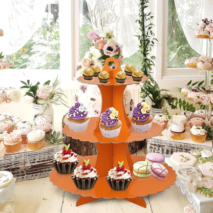Soleebee 3-Tier Cupcake Stand, Cardboard Cupcake Tower, Dessert Cup Cake Stand Tower for Birthday Wedding Party Decoration, Cupcake Tier Stand 1 Set (Black)