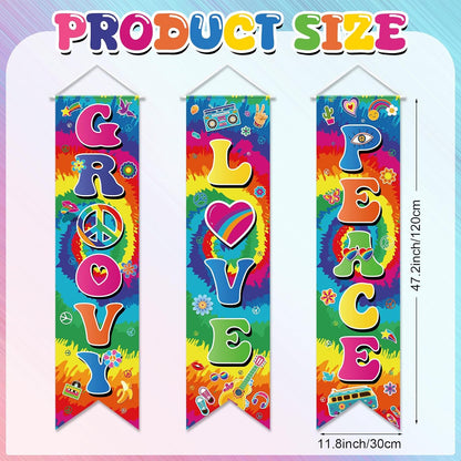 Chiisong 3 Pcs Neon Banner Party Decorations Let's Glow Banner Glow in the Dark Porch Sign Welcome Birthday Porch Sign for Neon Birthday Party Supplies Club Halloween Classroom Decorations