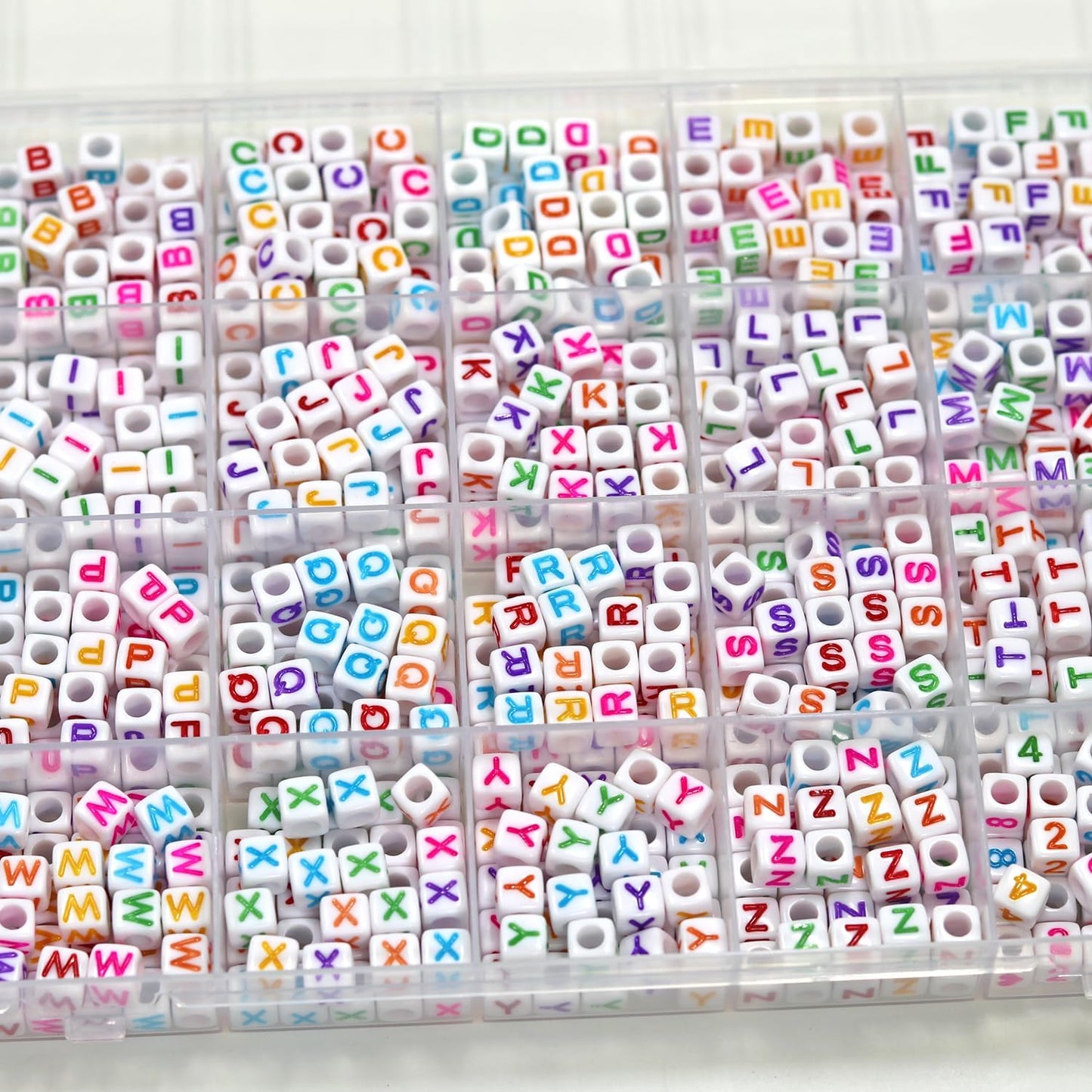 Melius 1450Pcs Acrylic Glow Letter Beads, Alphabetical Glowing in The Dark Beads in 28 Grid Box for Jewelry Making, DIY Bracelets, Necklaces, Key Chains (Glowing, 4x7mm)